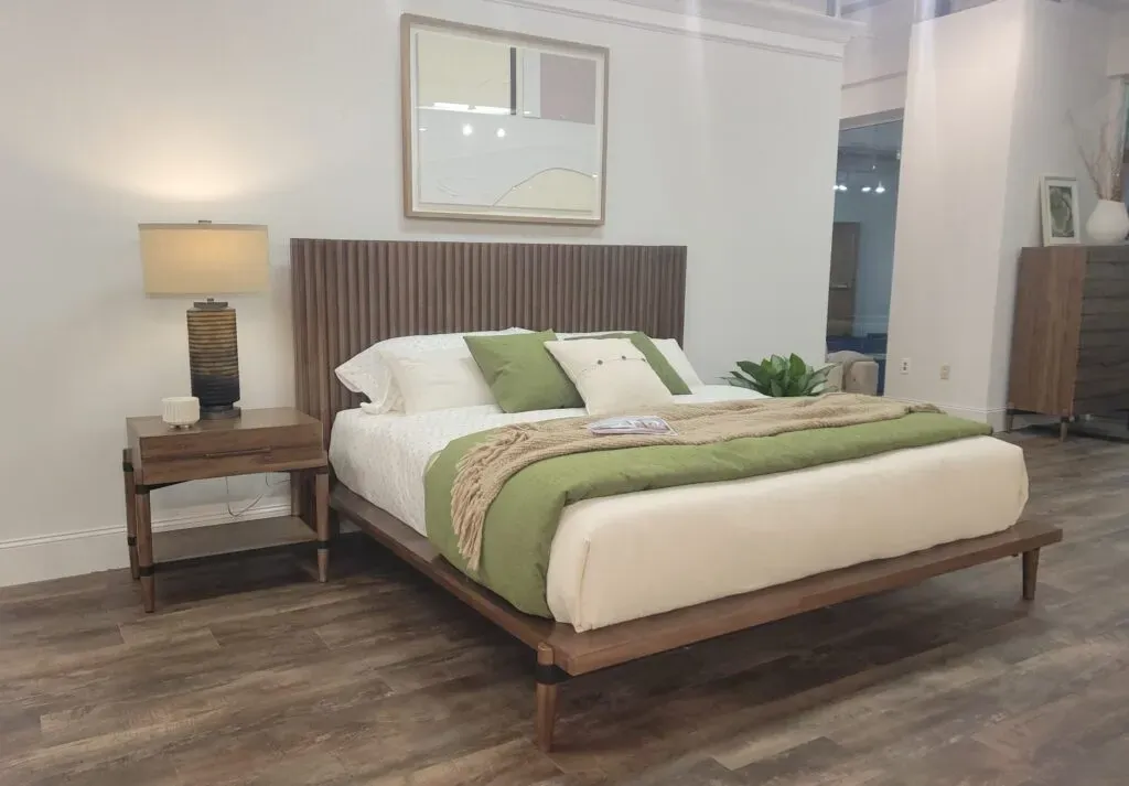 Bedroom set in a furniture showroom